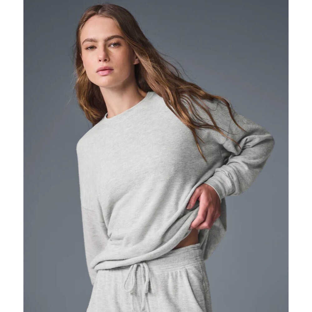 Alo Yoga Soho Pullover Athletic Heather Gray Size Small